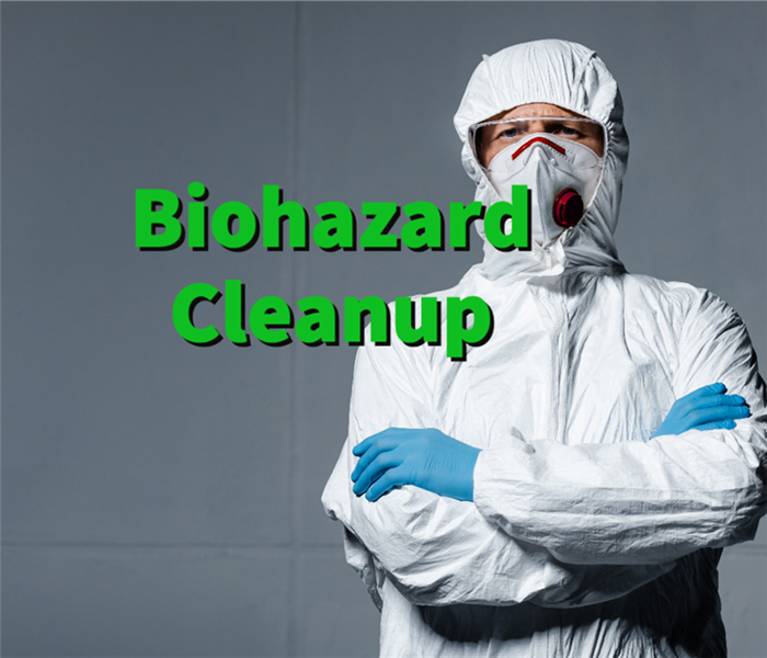 A SERVPRO biohazard cleanup professional
